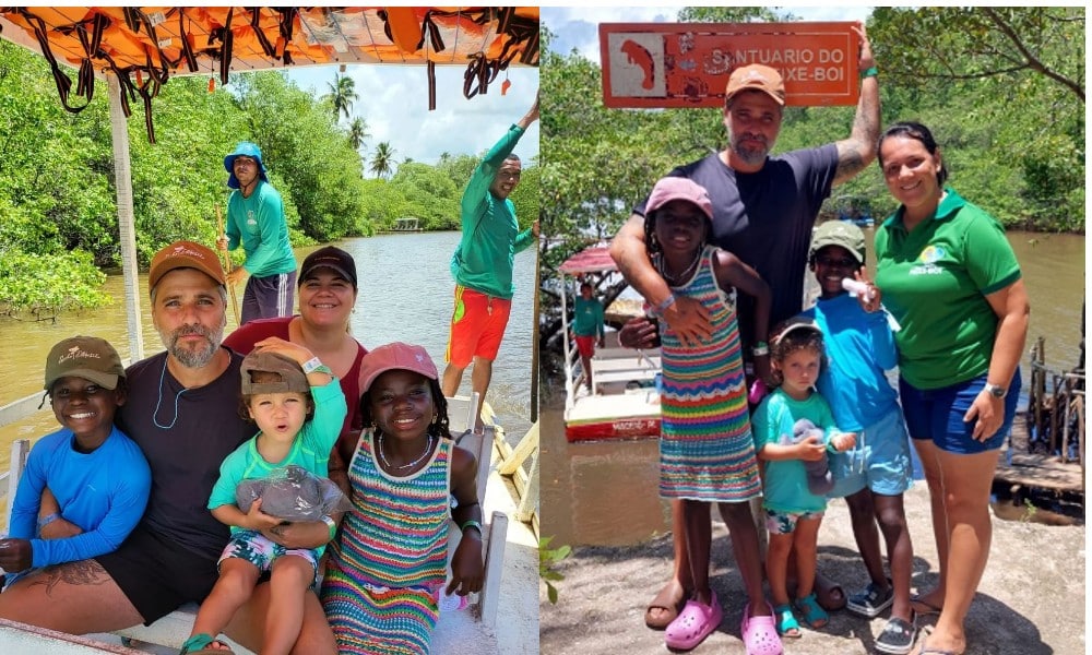 Bruno Gagliasso mostra passeio com os filhos e a babá em Alagoas