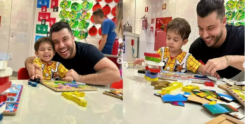 Murilo Huff surge com seu filho com Marília Mendonça na escolinha e impressiona 