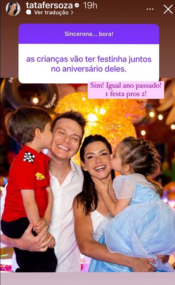 A mamãe Thaís Fersoza confirmou que os filhos, Melinda e Teodoro, terão uma festa dupla de aniversário 